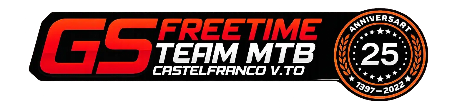 Logo G.S. Freetime con anniversario 25 anni, team MTB, Castelfranco V.TO.
